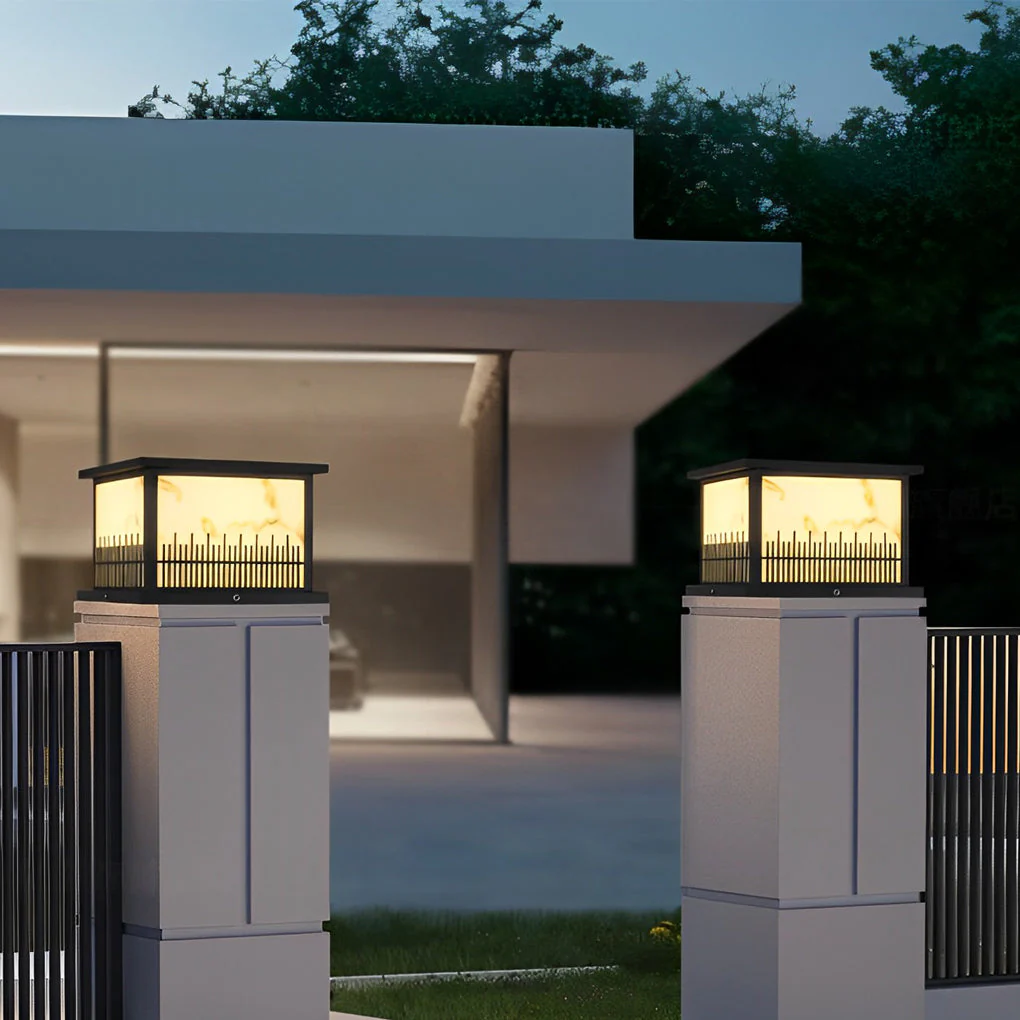 Patty Square Retro Solar Resin Outdoor Fence Post Lights - Image 5