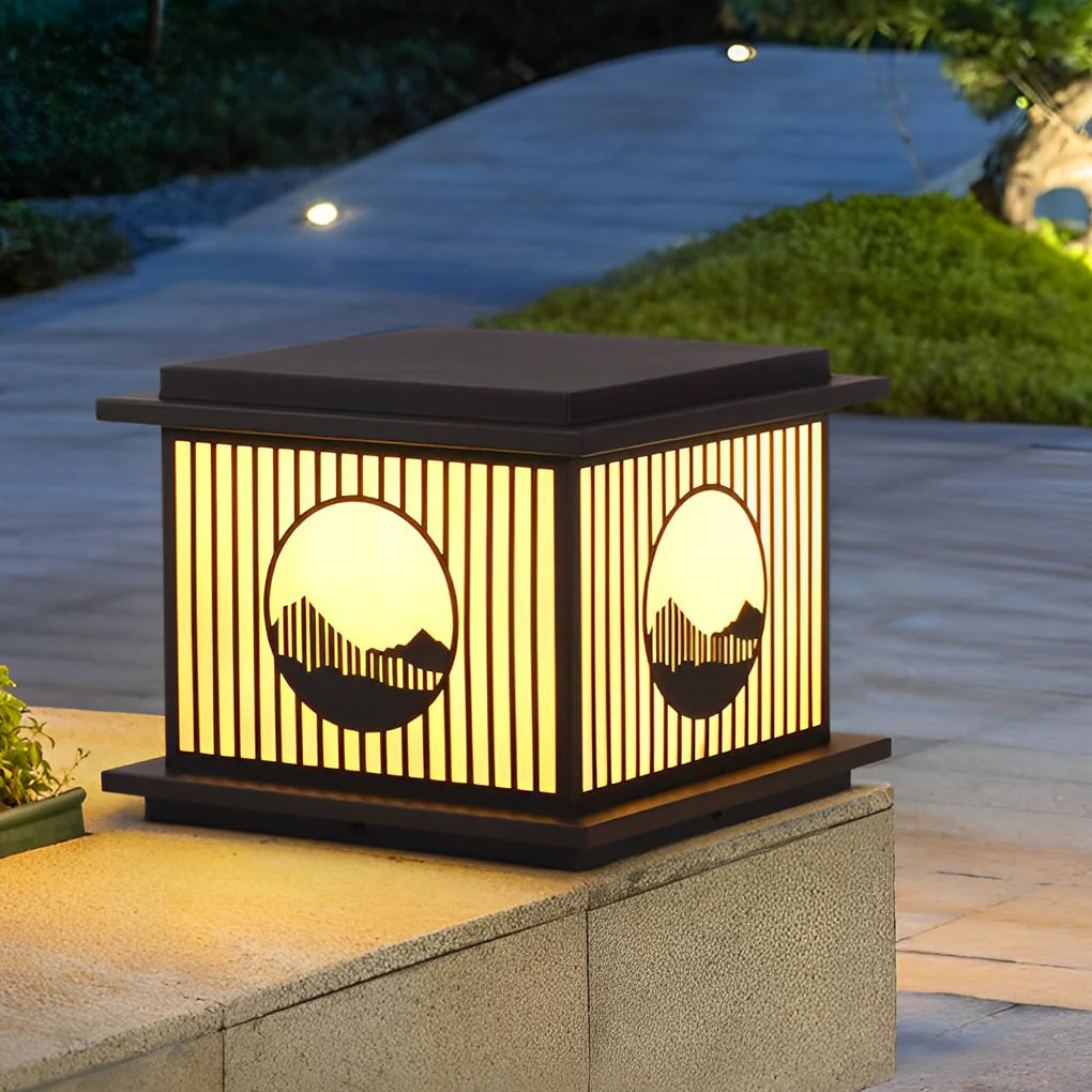 Peac Retro Scenery LED Modern Marble Outdoor Pillar Lamp