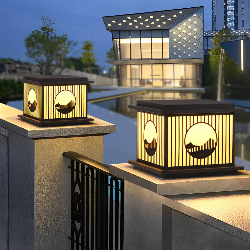 Peac Retro Scenery LED Modern Marble Outdoor Pillar Lamp - Image 3