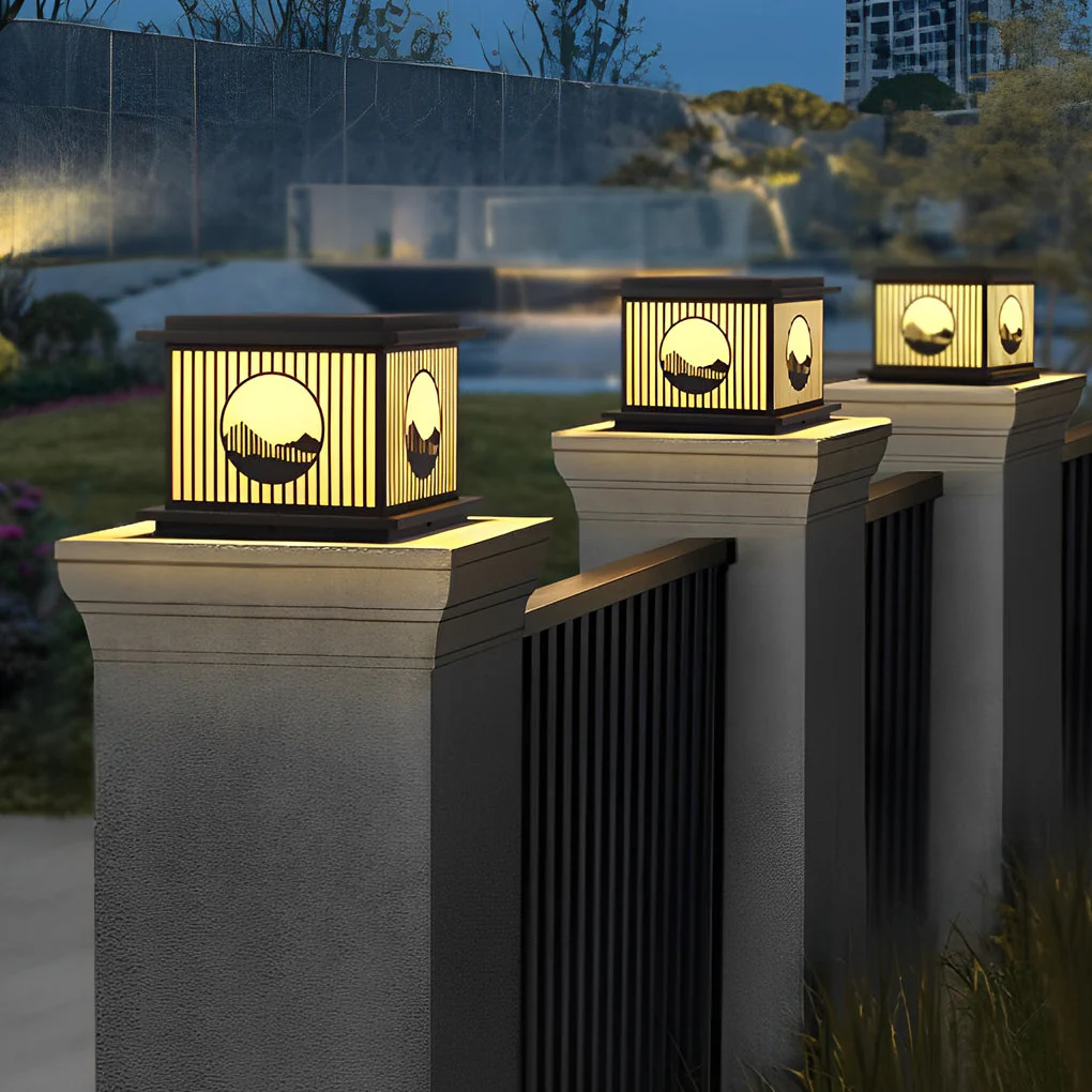Peac Retro Scenery LED Modern Marble Outdoor Pillar Lamp - Image 4