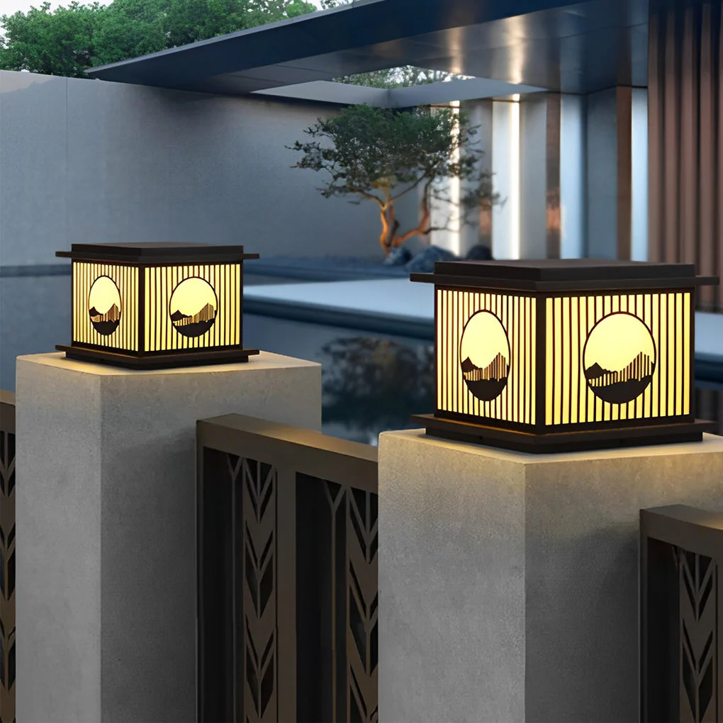 Peac Retro Scenery LED Modern Marble Outdoor Pillar Lamp - Image 6
