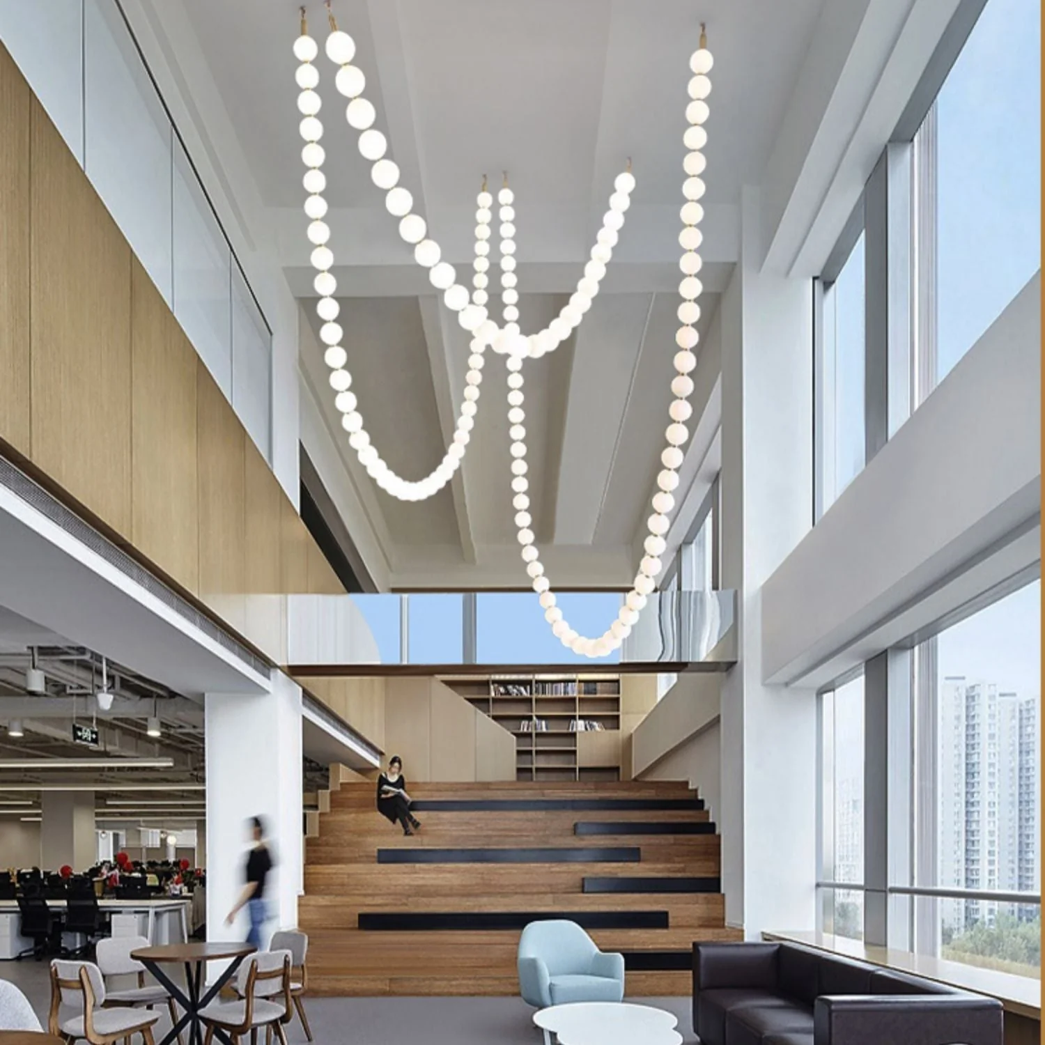 PearlCascade Glass Bead Chandelier - Image 2