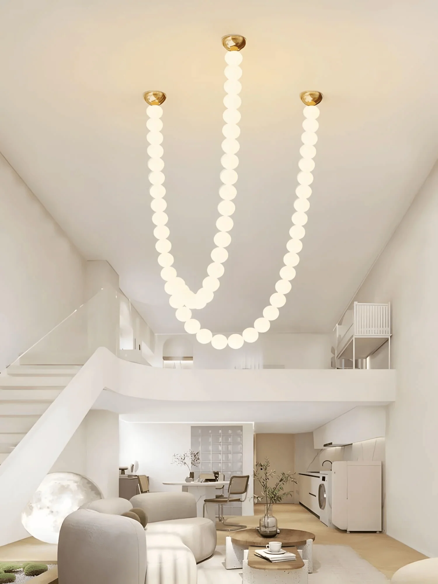 PearlCascade Glass Bead Chandelier - Image 23