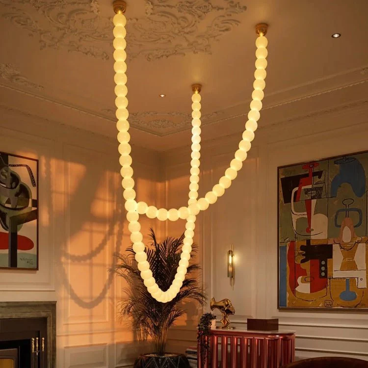 PearlCascade Glass Bead Chandelier - Image 4