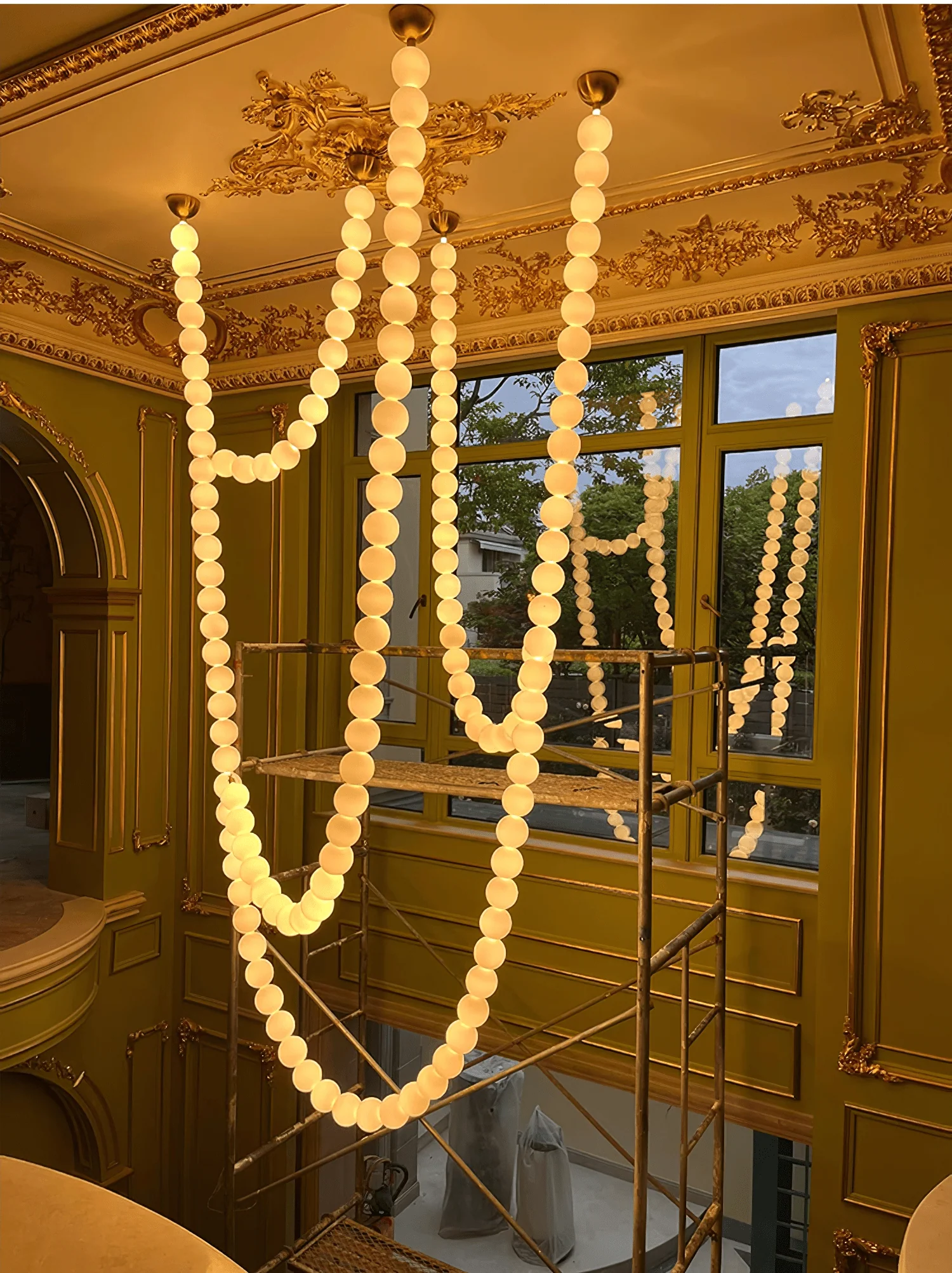 PearlCascade Glass Bead Chandelier - Image 41