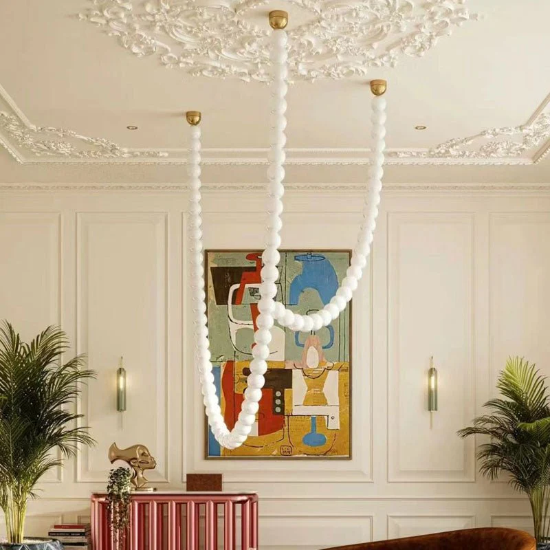 PearlCascade Glass Bead Chandelier - Image 58