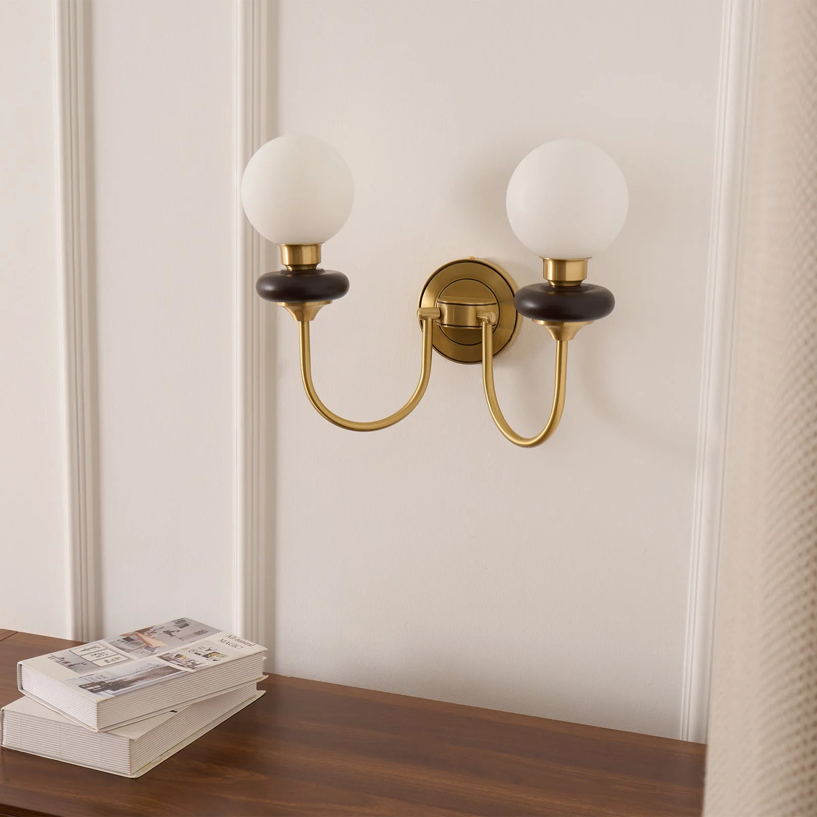Perry Wall Lamp Premium Nordic Art Walnut Glass - Image 2