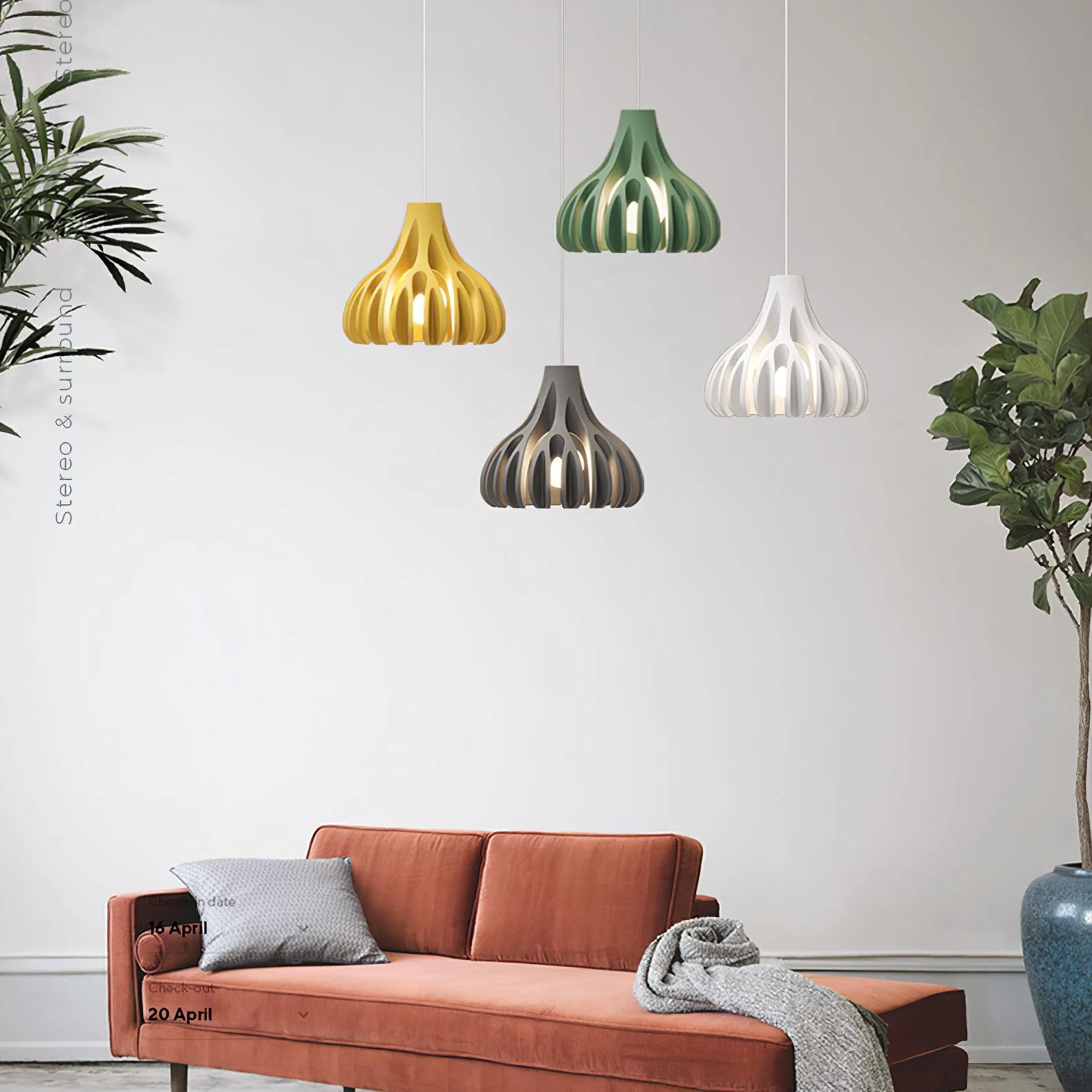 Petal Coral Resin Pendant Lamp - Image 24