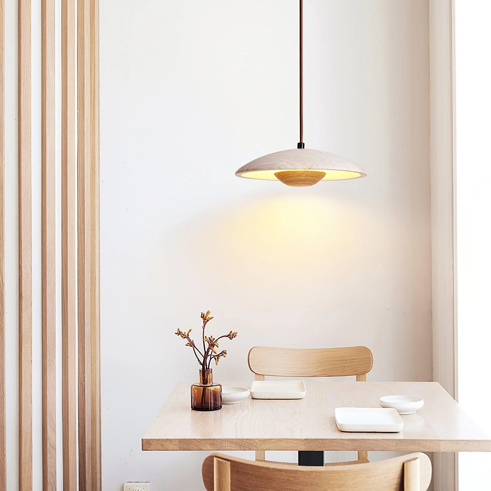 Plate Wabi-Sabi Travertine Pendant Light - Image 2