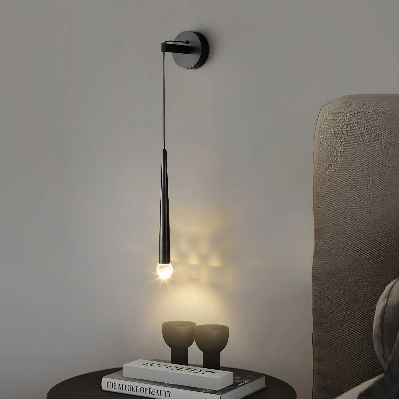 Plex Modern Minimalist Conical Crystal Wall Lamp - Image 4