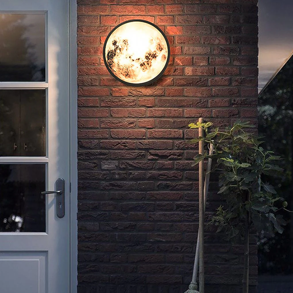 Prudent Creative Moon Glass Steel Outdoor Wall Light