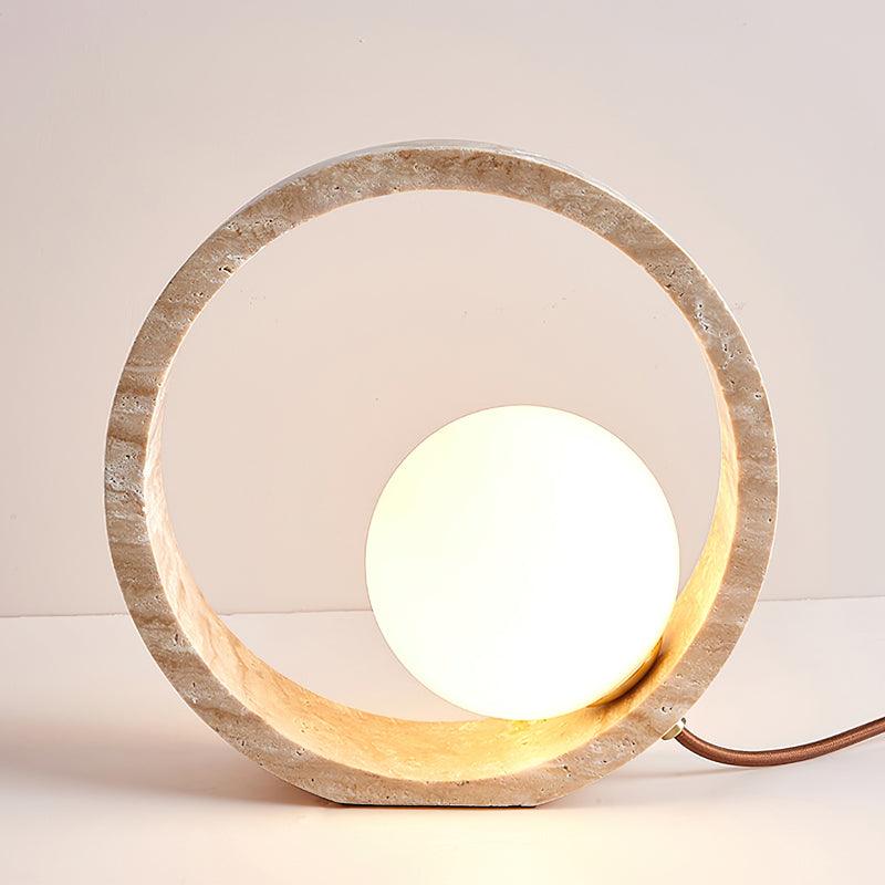 Q Circle Sculptural Travertine Table Light - Image 13