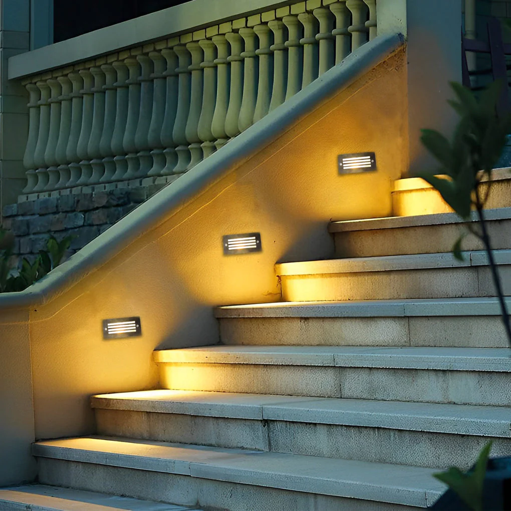 Quine Rectangular Grilles Wall Plastic Outdoor Reccessed Lights