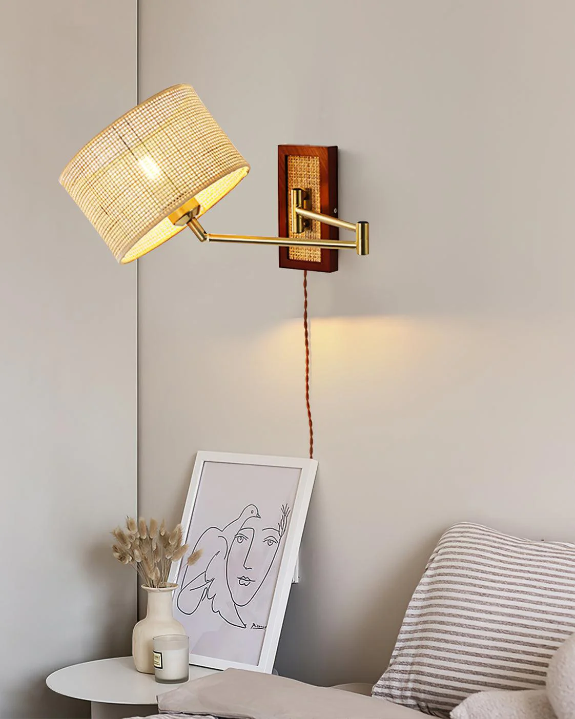 Rattan Farmhouse Bamboo Wall Light - Image 8