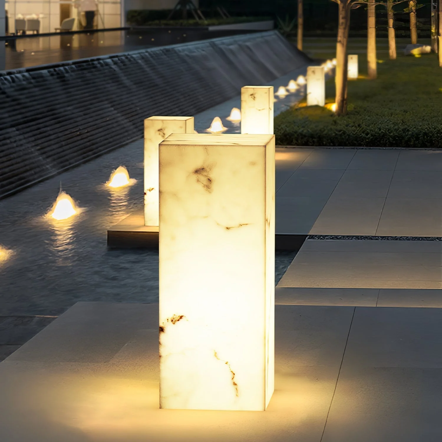 Ray Imitation Marble Cube Outdoor Light - Image 11