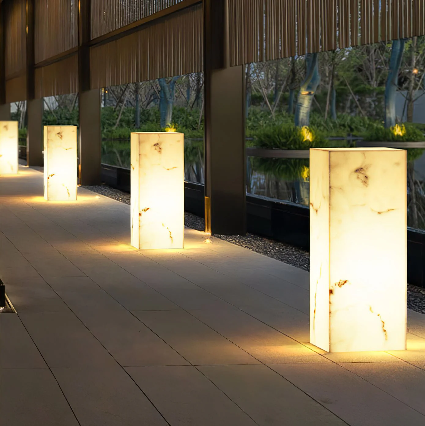 Ray Imitation Marble Cube Outdoor Light - Image 4