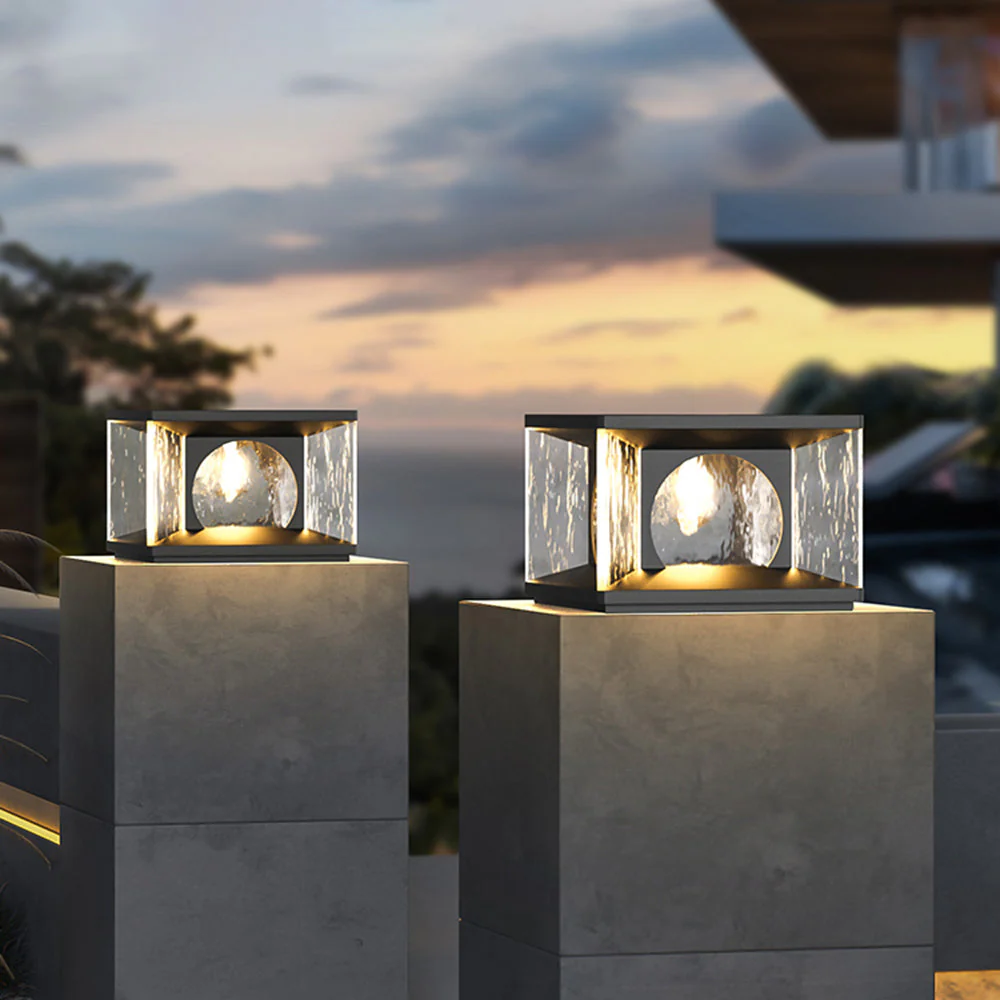 Ray Modern Glass Outdoor Pillar Light - Image 4