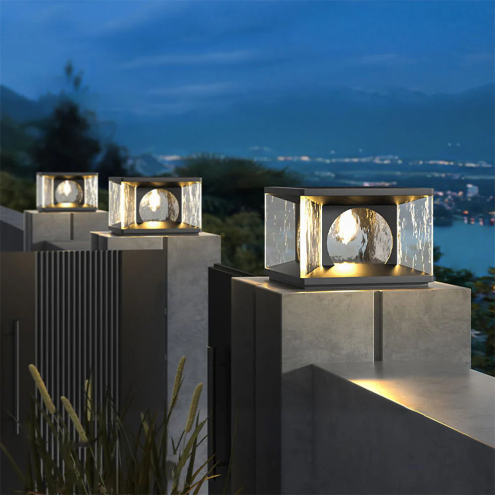 Ray Modern Glass Outdoor Pillar Light - Image 8