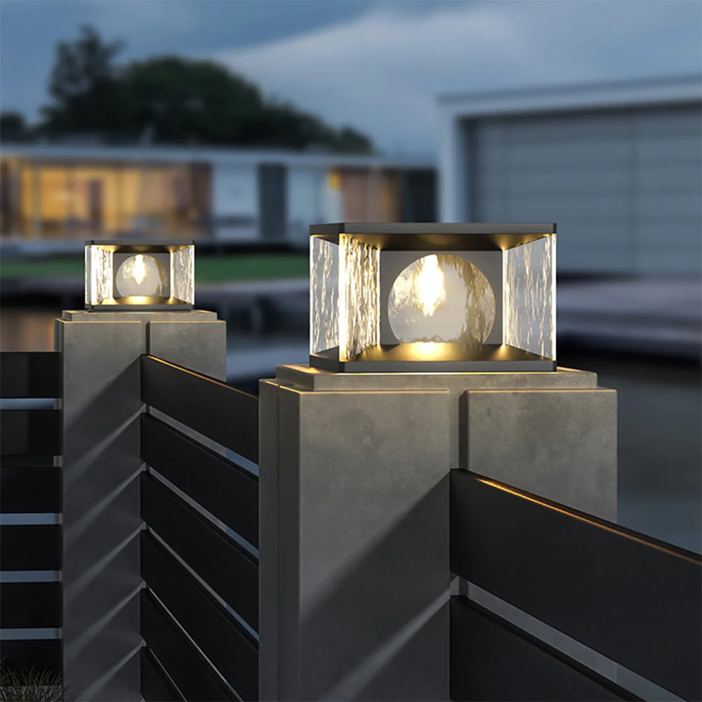 Ray Modern Glass Outdoor Pillar Light - Image 9