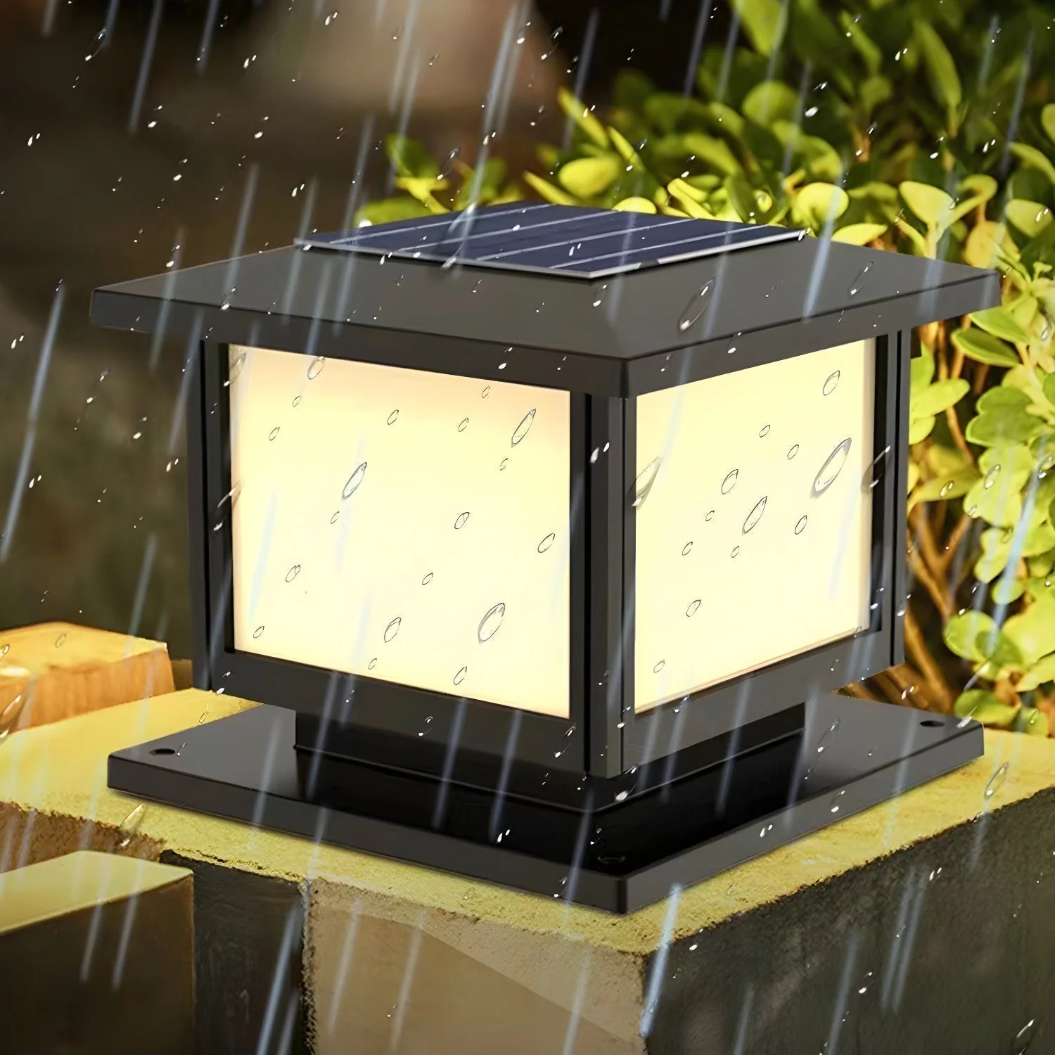 Ray Pavilion-style Square Solar Outdoor Post Light - Image 10