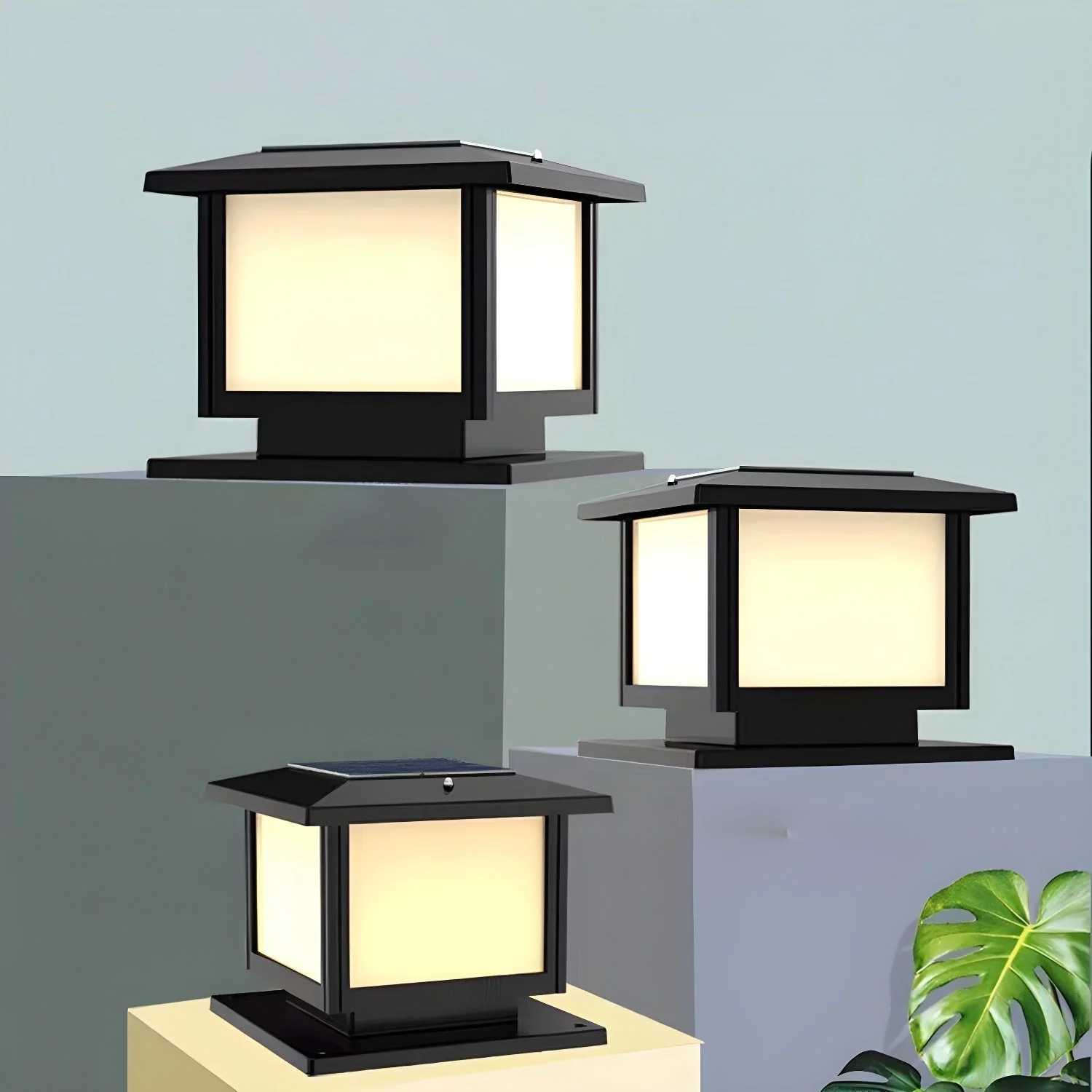 Ray Pavilion-style Square Solar Outdoor Post Light - Image 14