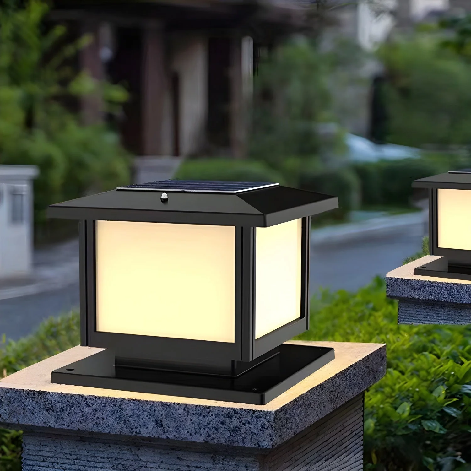 Ray Pavilion-style Square Solar Outdoor Post Light - Image 15