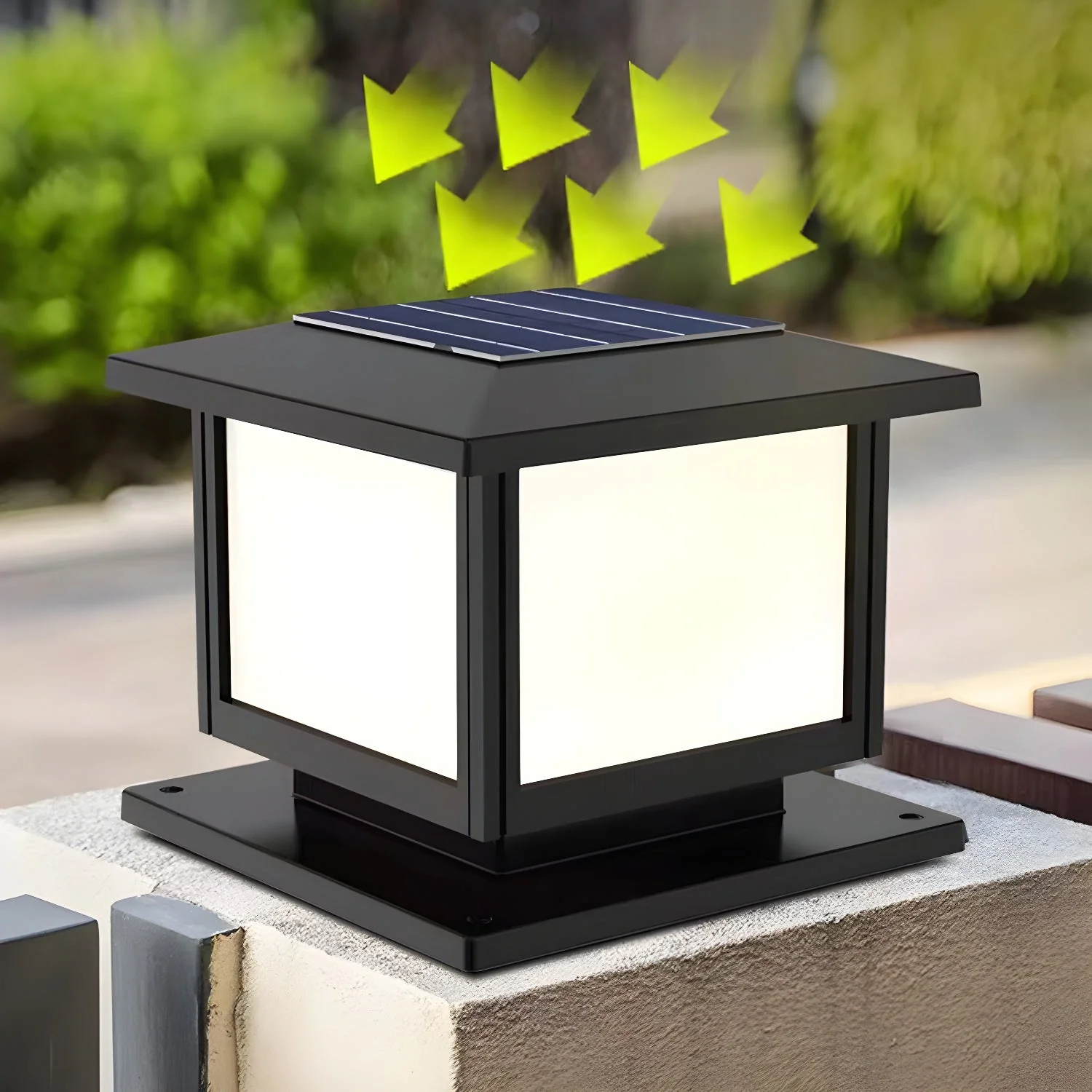 Ray Pavilion-style Square Solar Outdoor Post Light - Image 16