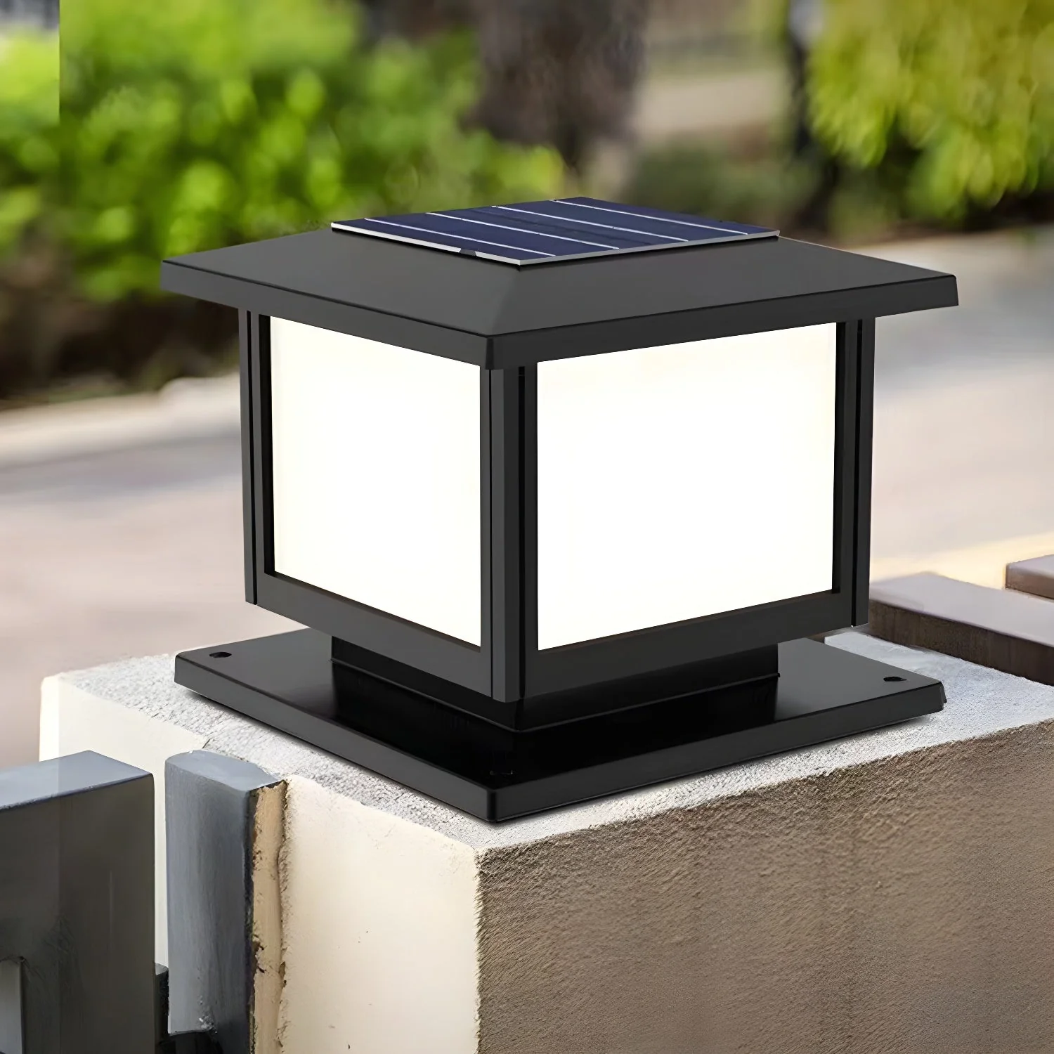 Ray Pavilion-style Square Solar Outdoor Post Light - Image 4