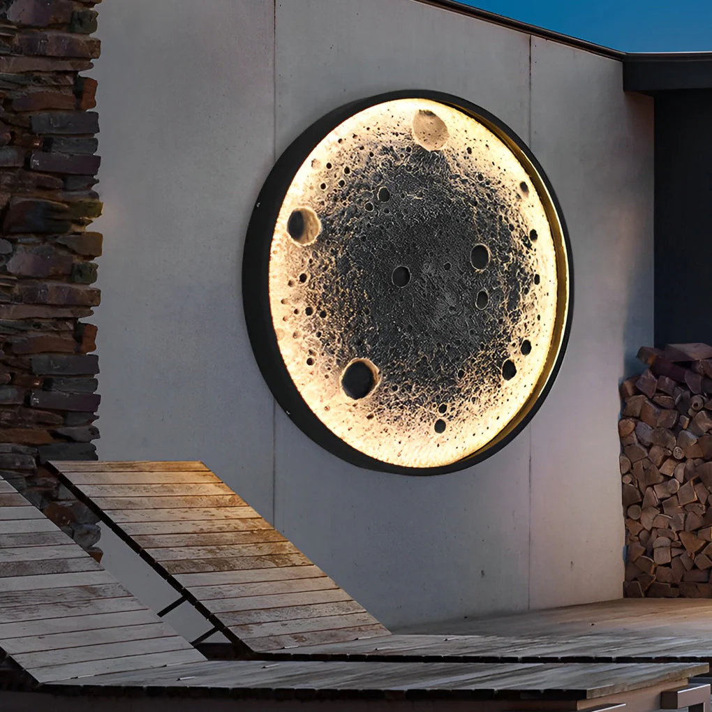 Rebellious Round Moon Modern Outdoor Wall Lights - Image 2