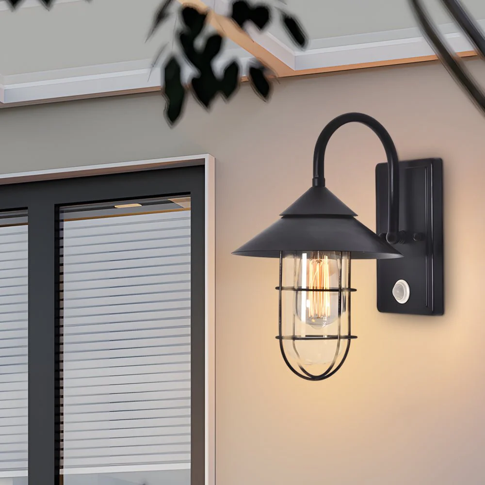 Rebello Retro Round Sensor Glass Outdoor Wall Lights