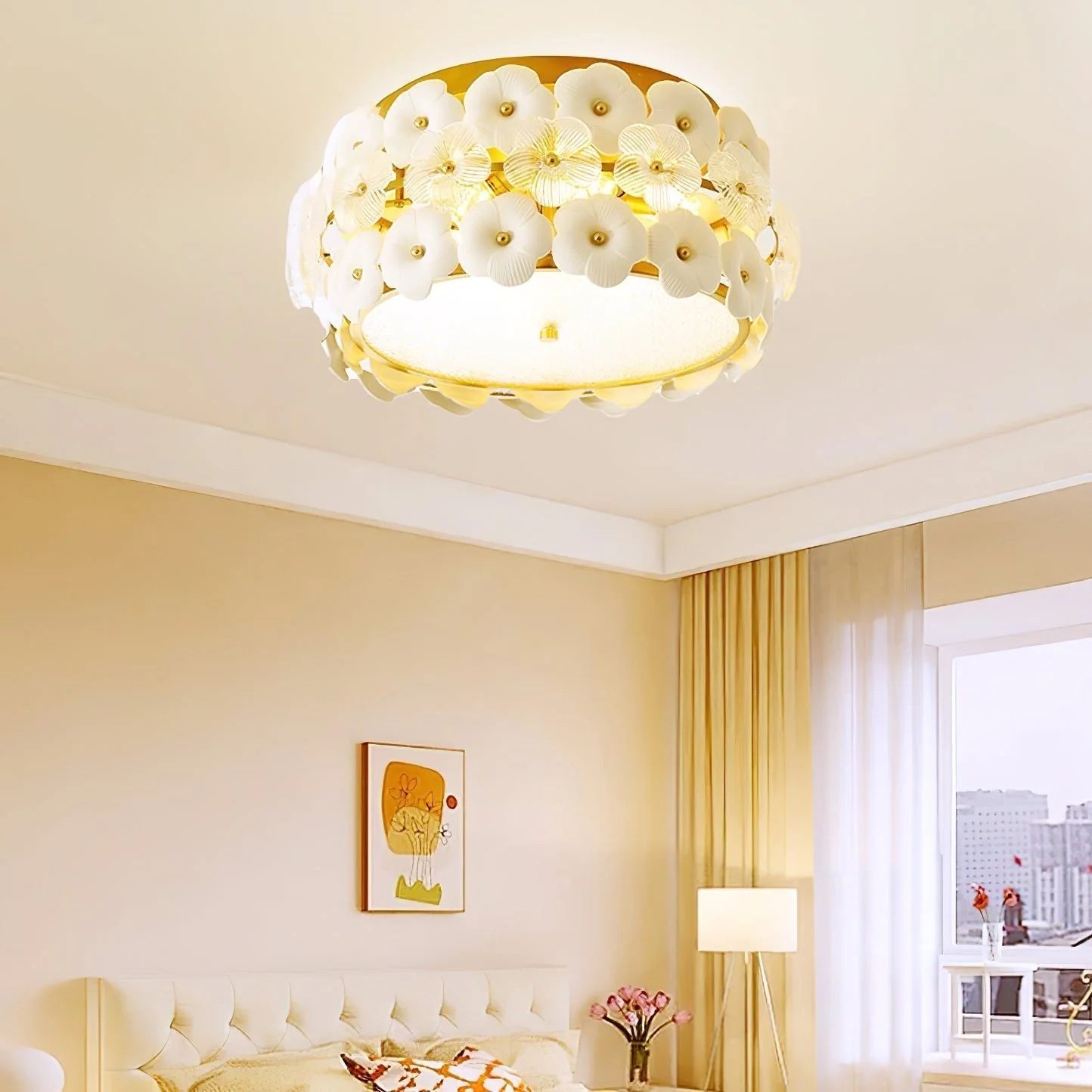 Regina Art Flowers Glass Ceramics Ceiling Lamp - Image 12