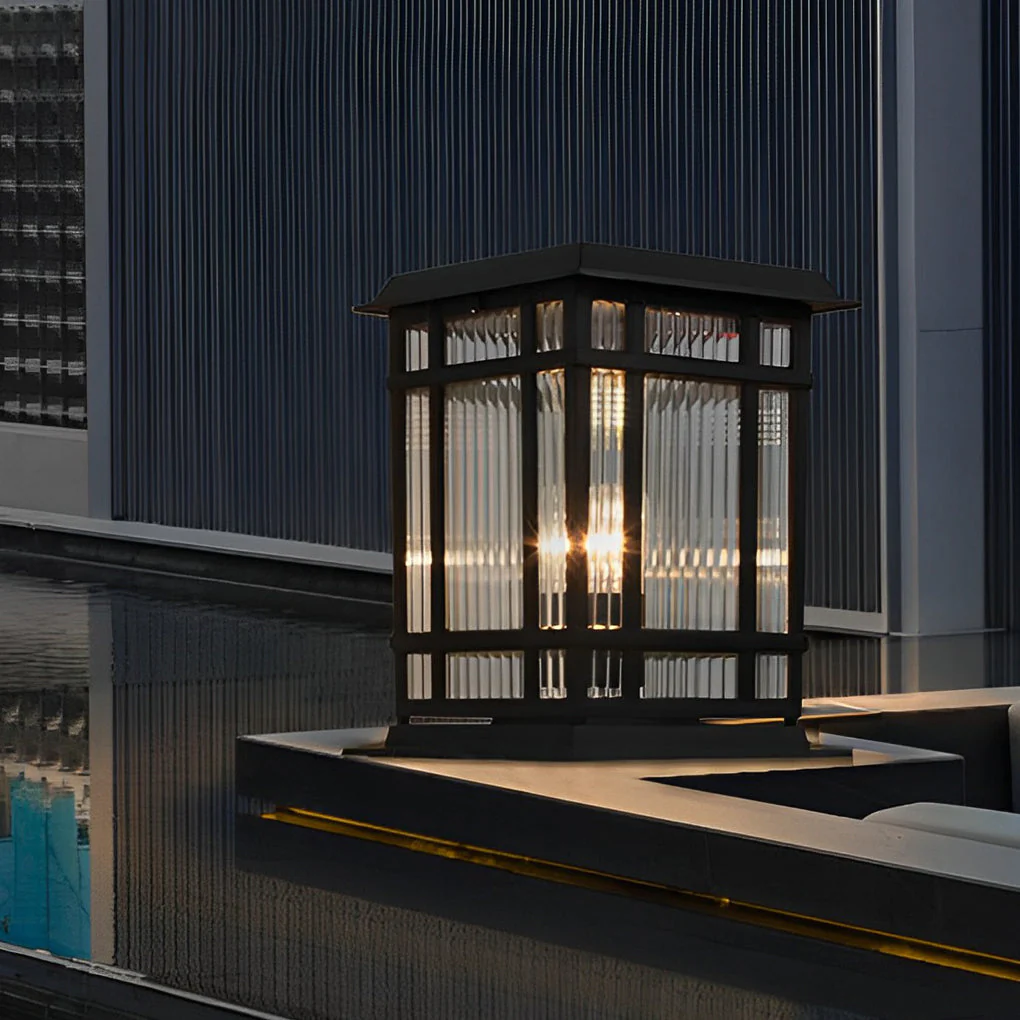 Rhett Retro Matte Modern Fence Glass Outdoor Post Lights - Image 5