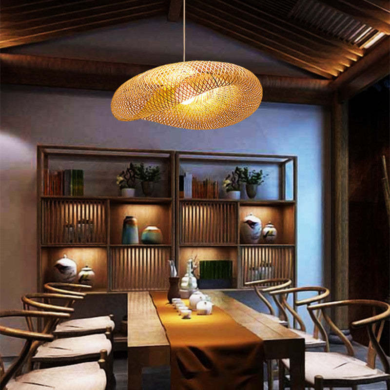 Rinwa Natural Pendant Light for Dining Room/Kitchen Island, Bamboo - Image 11