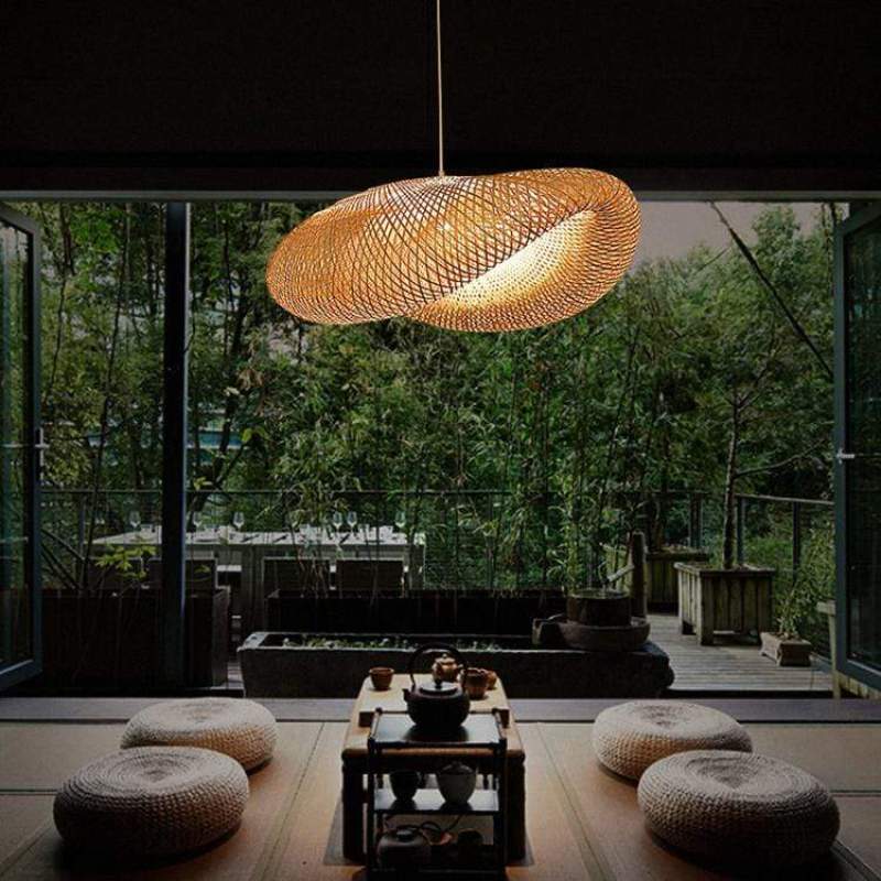 Rinwa Natural Pendant Light for Dining Room/Kitchen Island, Bamboo - Image 12