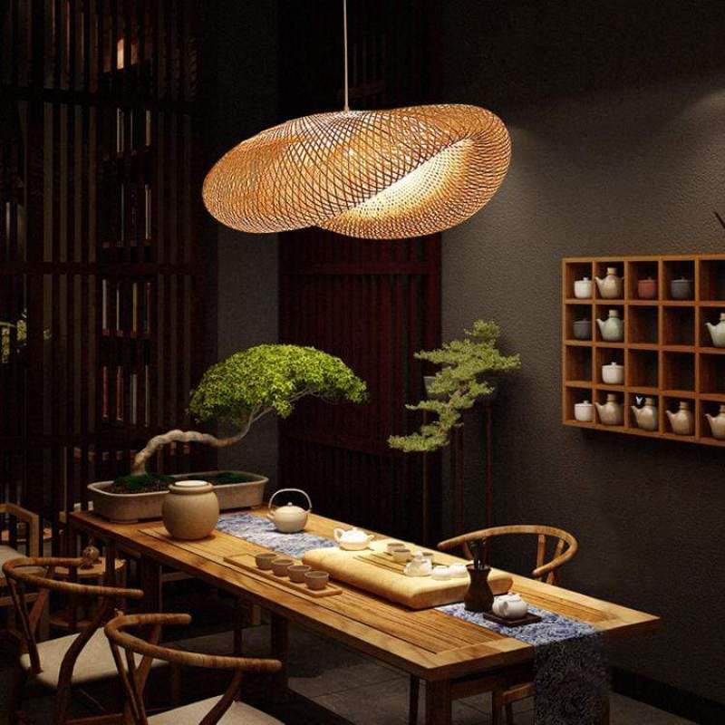Rinwa Natural Pendant Light for Dining Room/Kitchen Island, Bamboo - Image 13