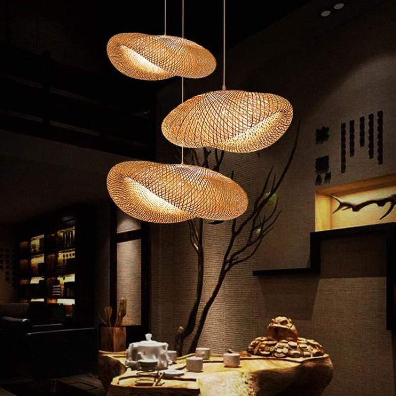 Rinwa Natural Pendant Light for Dining Room/Kitchen Island, Bamboo - Image 3