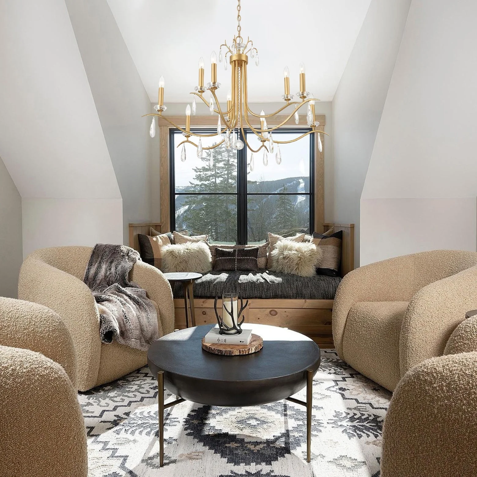Rollins Contemporary Brass Chandelier - Image 3