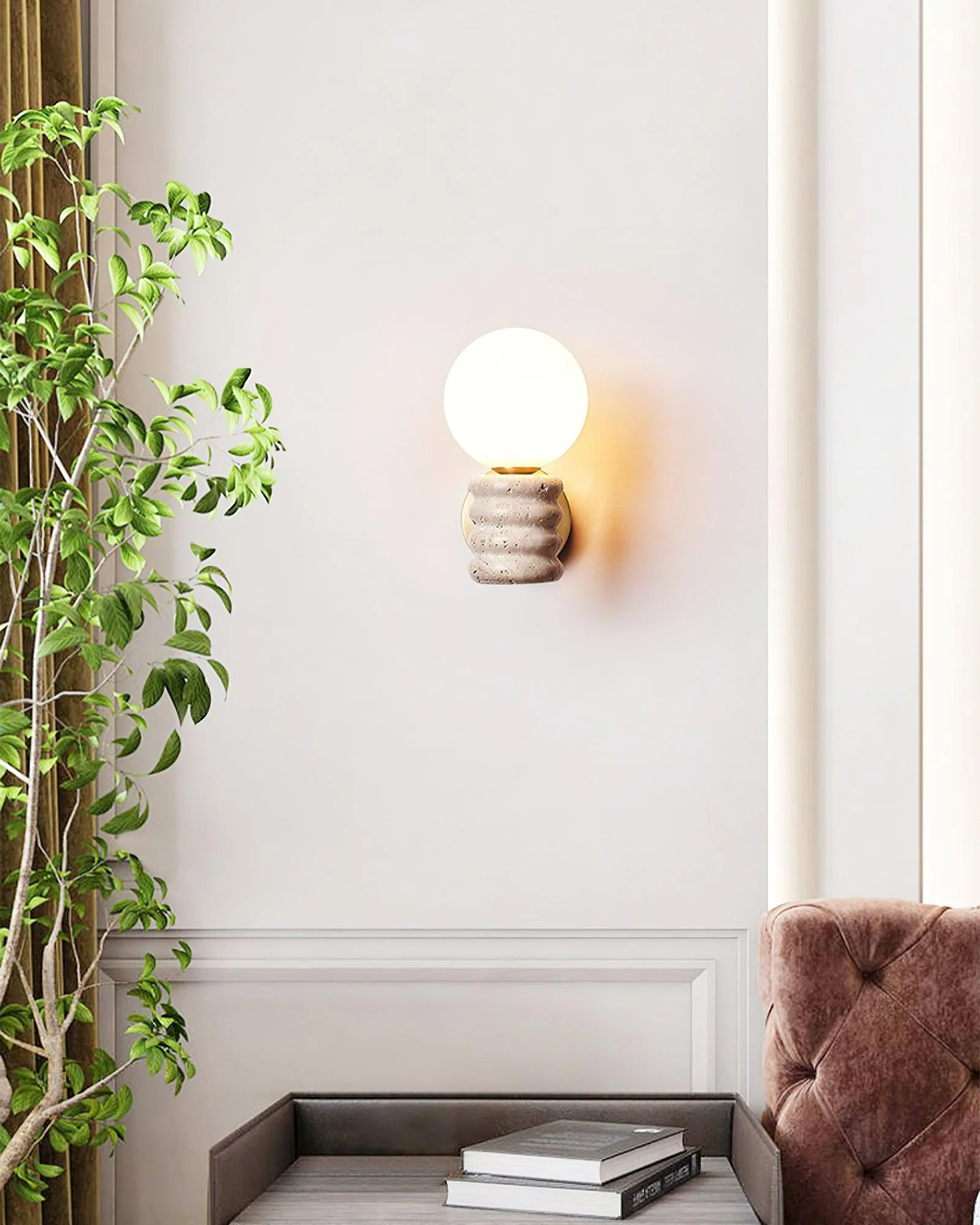 Romus Contemporary Travertine Wall Light - Image 7