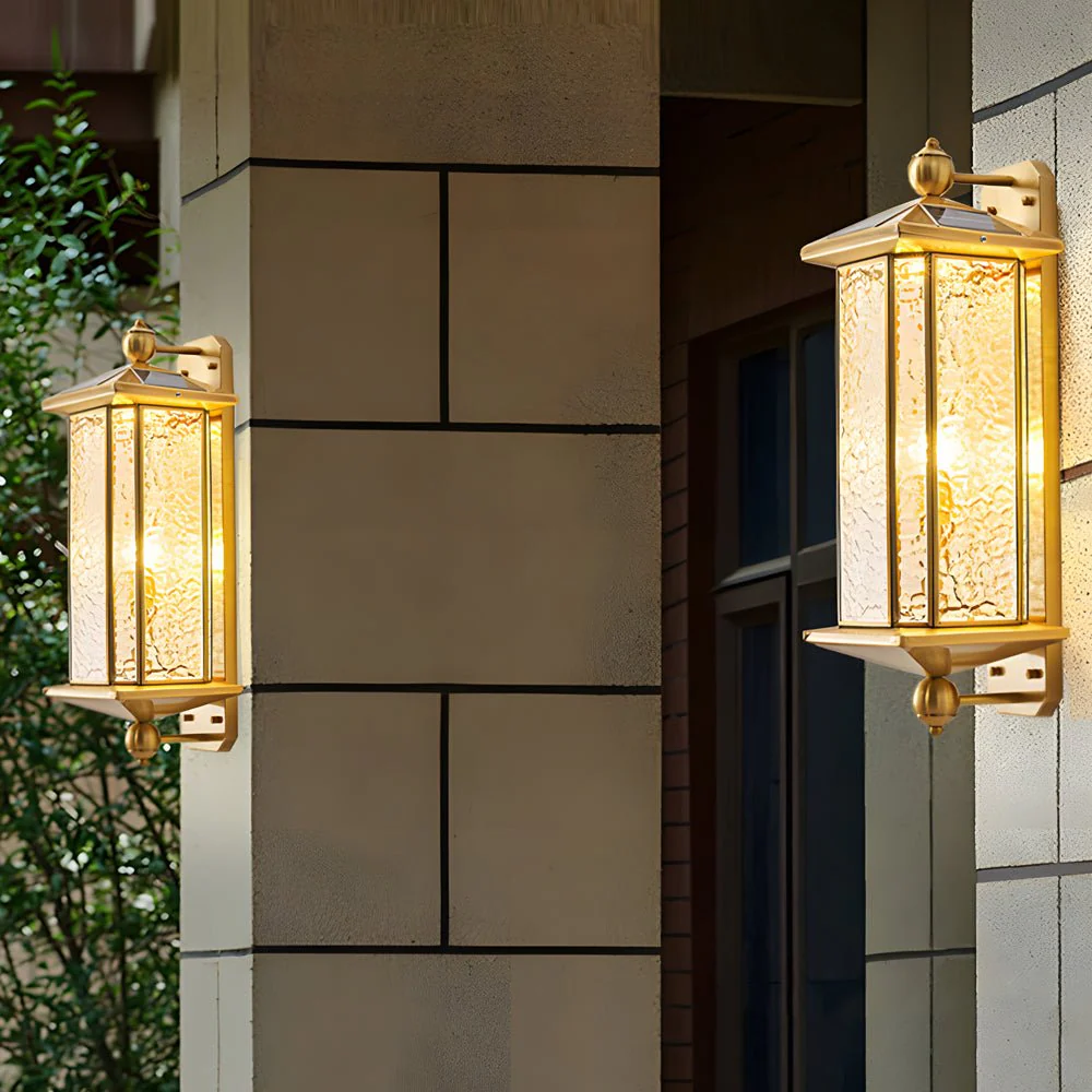 Rosalind Elegant Brass Glass Copper Outdoor Wall Light - Image 4