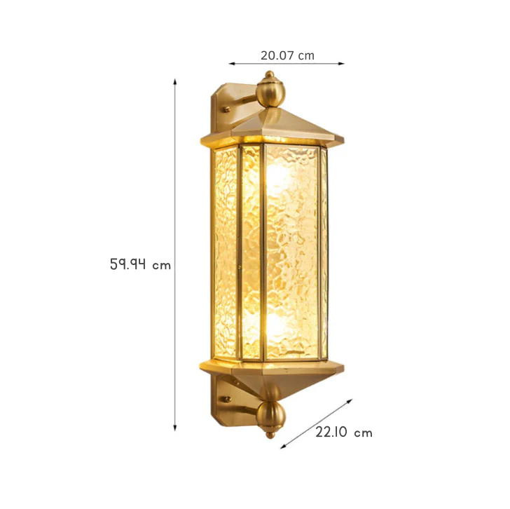 Rosalind Elegant Brass Glass Copper Outdoor Wall Light - Image 6