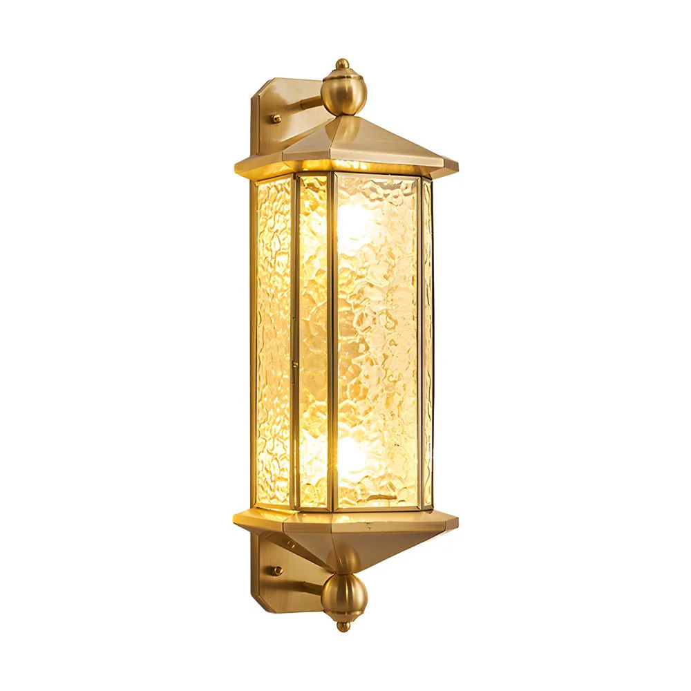 Rosalind Elegant Brass Glass Copper Outdoor Wall Light - Image 9