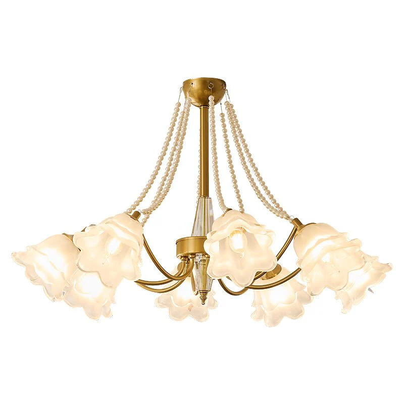 Allirila Traditional Elegance  Vintage Bloom Pearls Glass Chandelier - Image 10