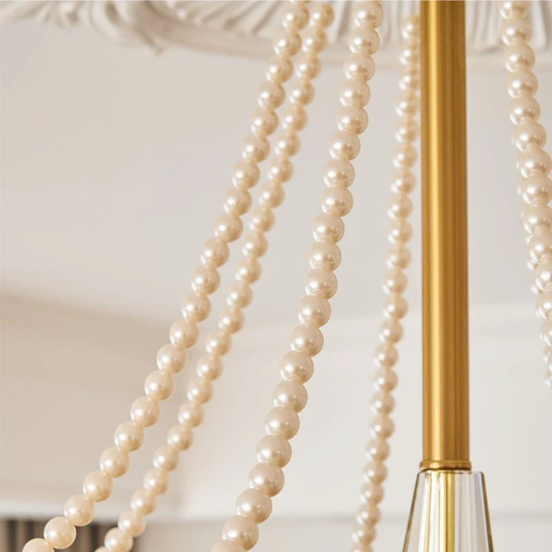 Allirila Traditional Elegance  Vintage Bloom Pearls Glass Chandelier - Image 24