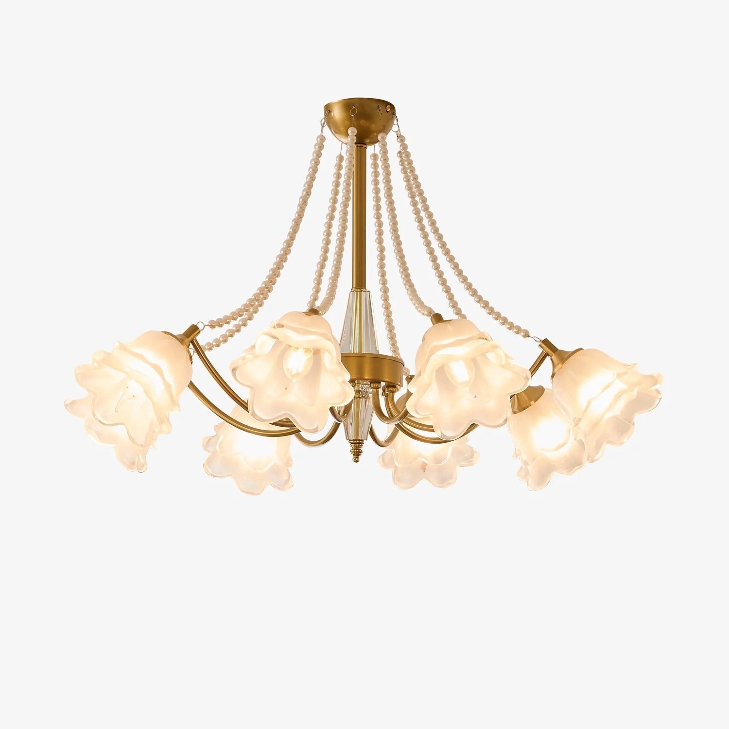 Allirila Traditional Elegance  Vintage Bloom Pearls Glass Chandelier - Image 8