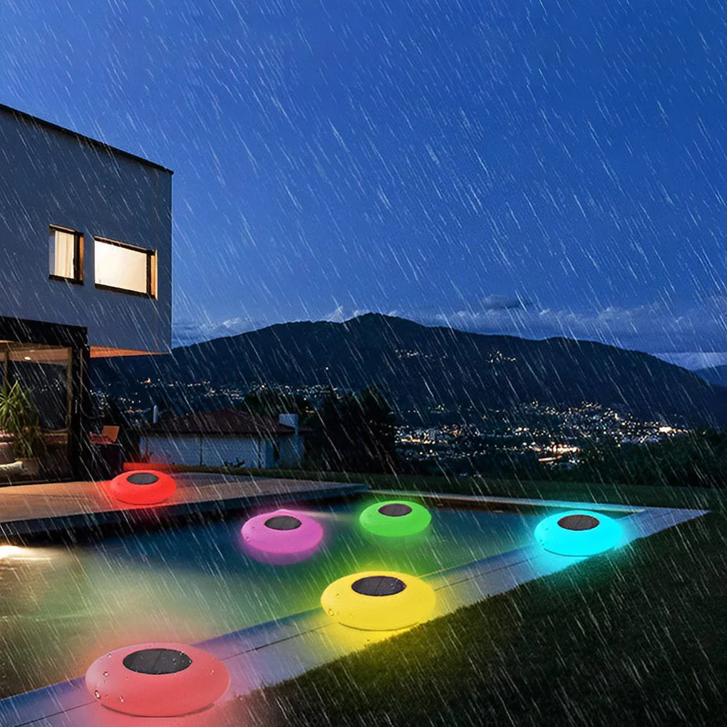 Enchanting RGB Solar Powered Pool Lights Waterproof Outdoor LED Round Lamps - Image 11