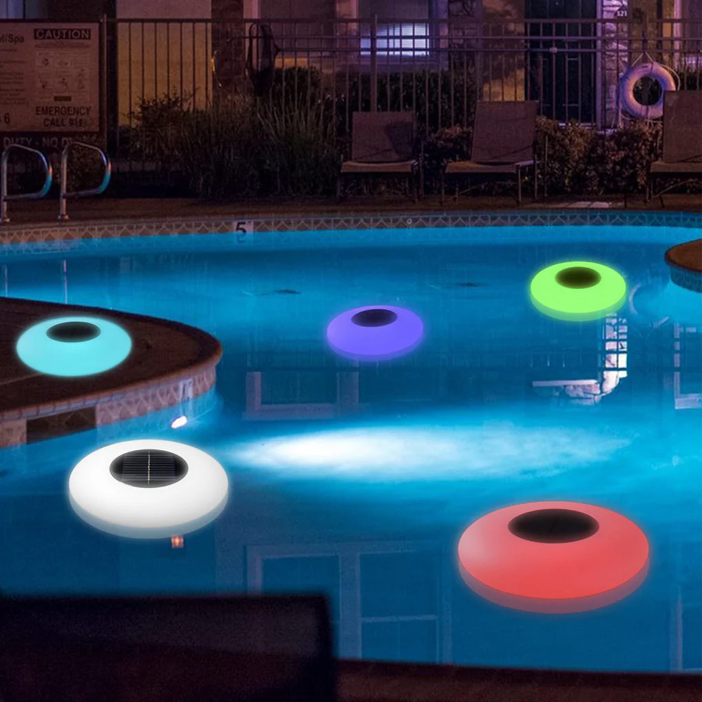 Enchanting RGB Solar Powered Pool Lights Waterproof Outdoor LED Round Lamps - Image 4