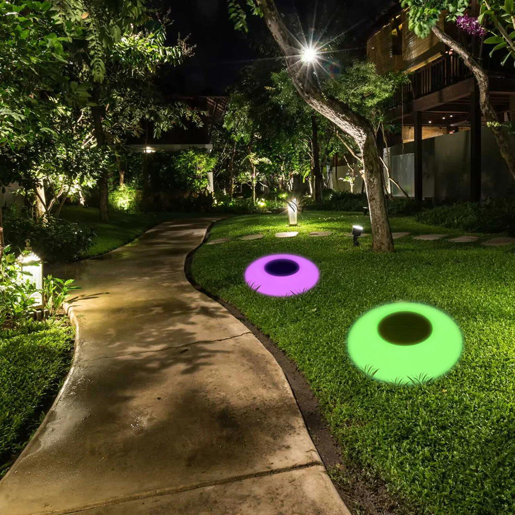 Enchanting RGB Solar Powered Pool Lights Waterproof Outdoor LED Round Lamps - Image 8