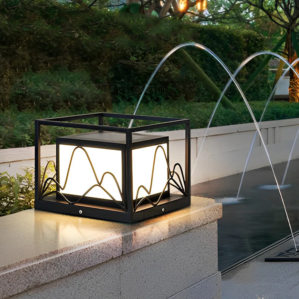 Rowena Square Scenery Marble Outdoor Post Caps Lights - Image 5