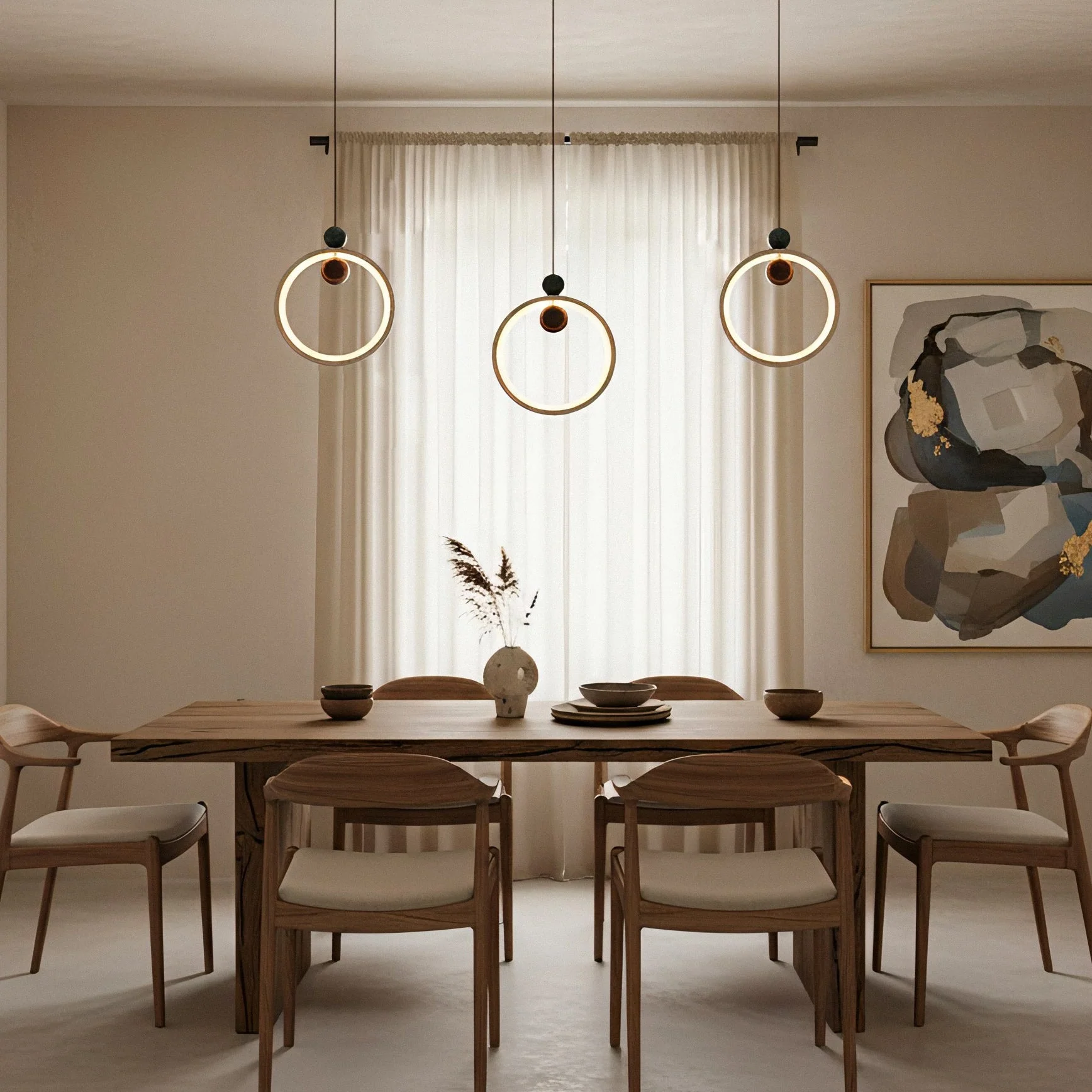 Runde Wabi-Sabi Travertine Pendant Light - Image 10