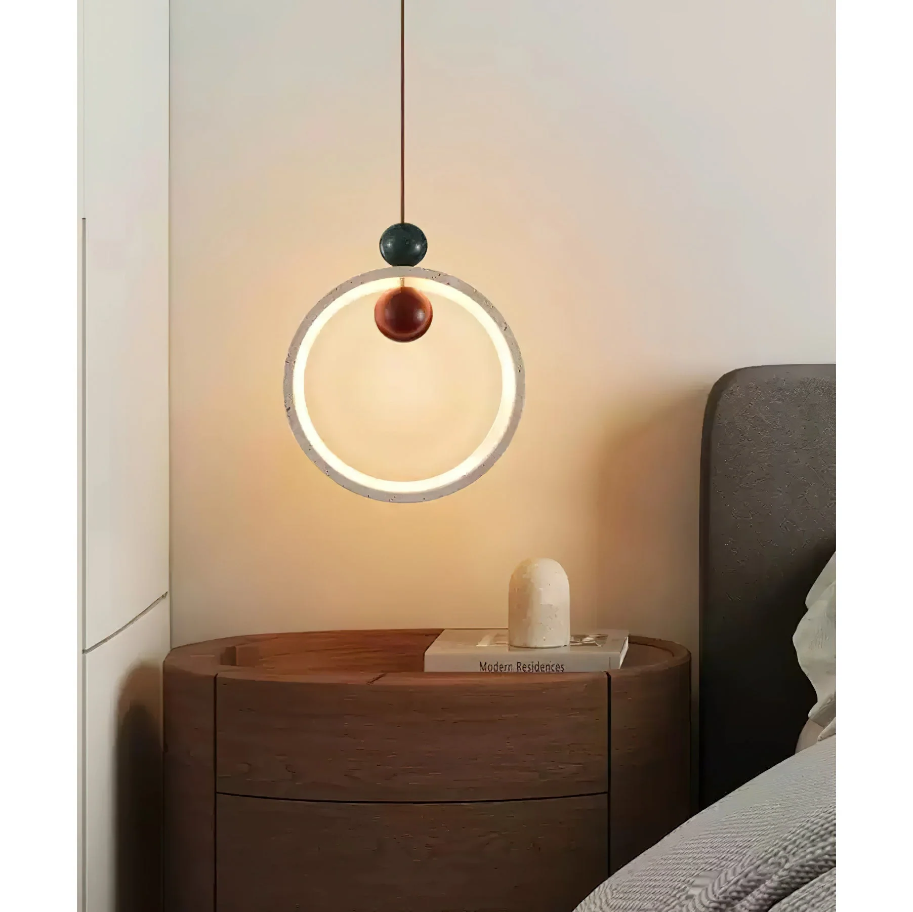 Runde Wabi-Sabi Travertine Pendant Light - Image 13